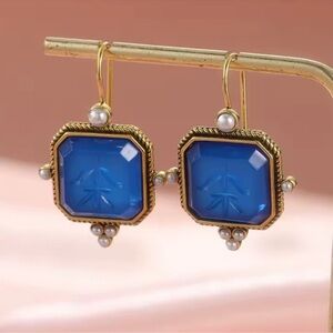 Vintage Blue Pearl Earrings